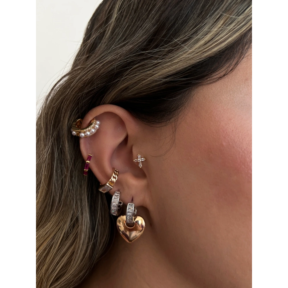 İthal Baget Taşlı Kalpli Küpe