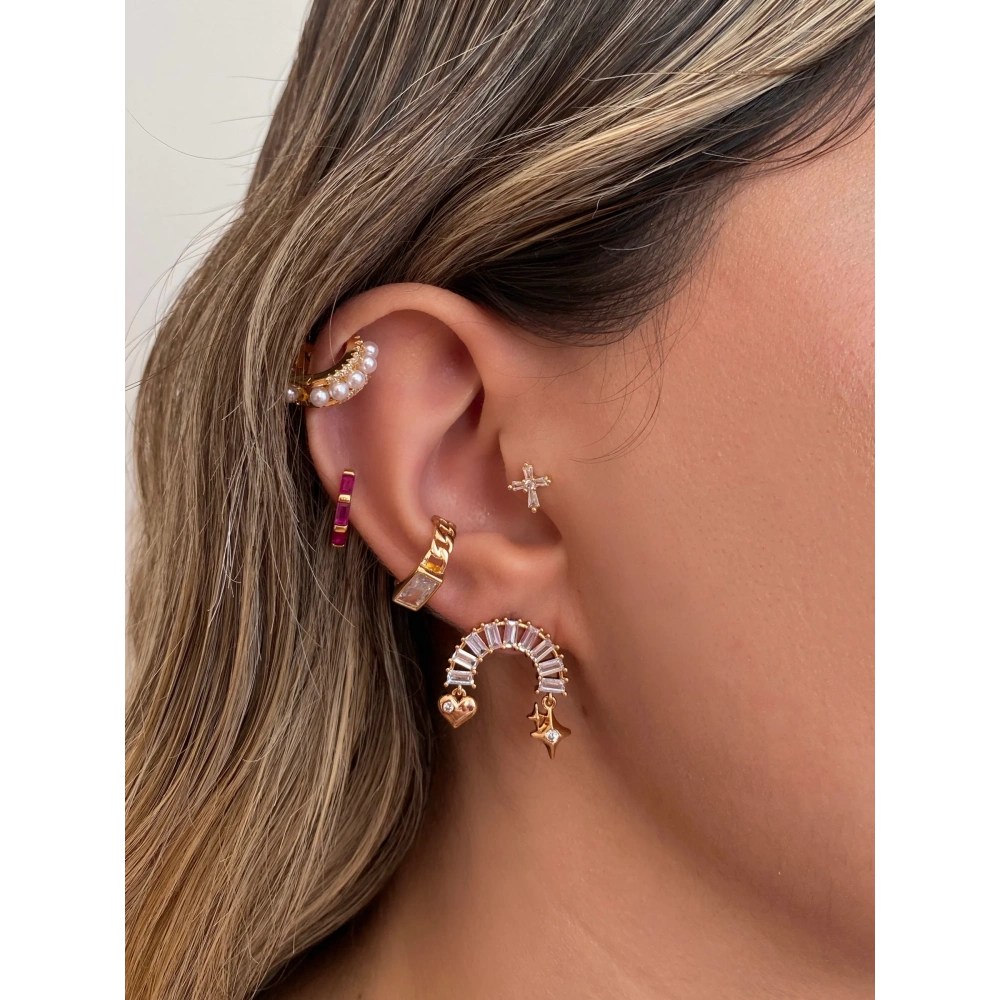 İthal Baget Taşlı Tasarım Küpe