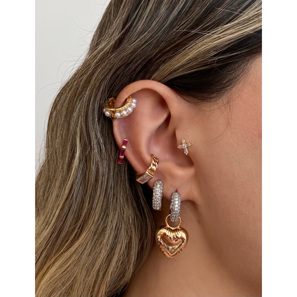 İthal Bombeli Kalp Küpe