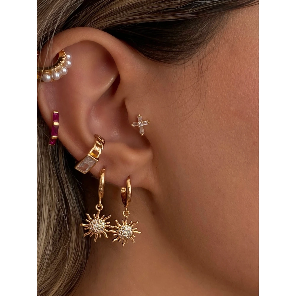 İthal Gold Güneş Küpe