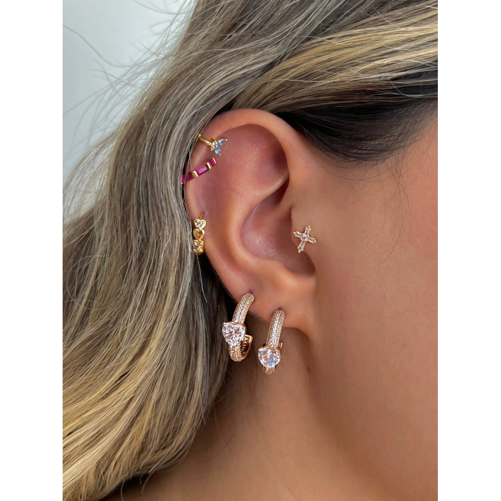 İthal Kalp Detaylı Halka Küpe