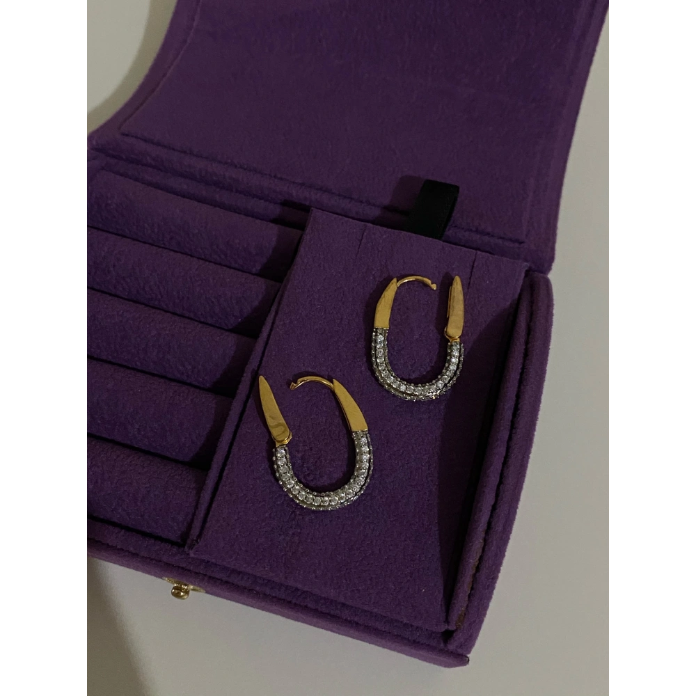 İthal Oval Taşlı Küpe