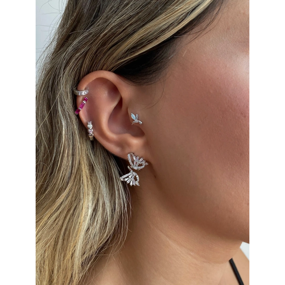 İthal Silver Kelebek Küpe