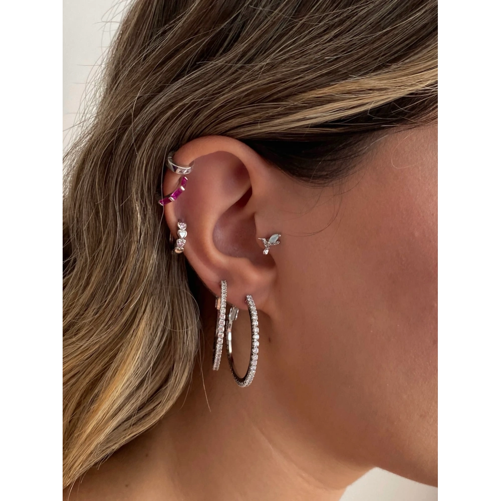 İthal Silver Suyolu Halka Küpe