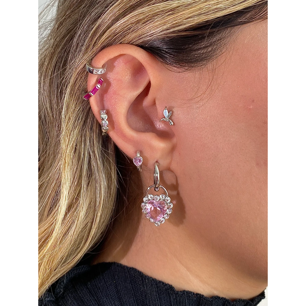 İthal Swarovski Kalpli Küpe