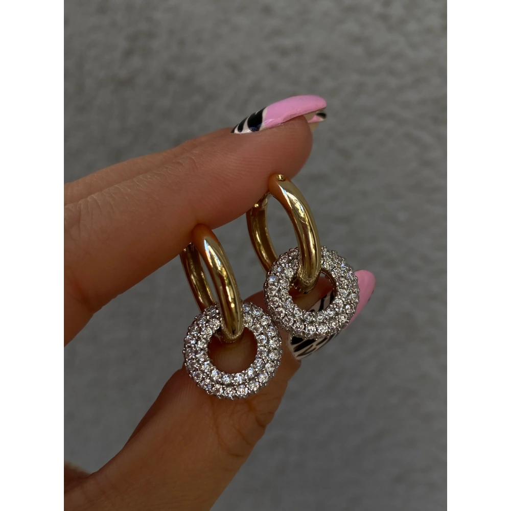 İthal Taşlı Halka Küpe