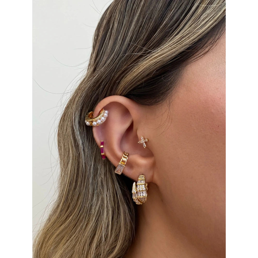 İthal Taşlı Yılan Küpe