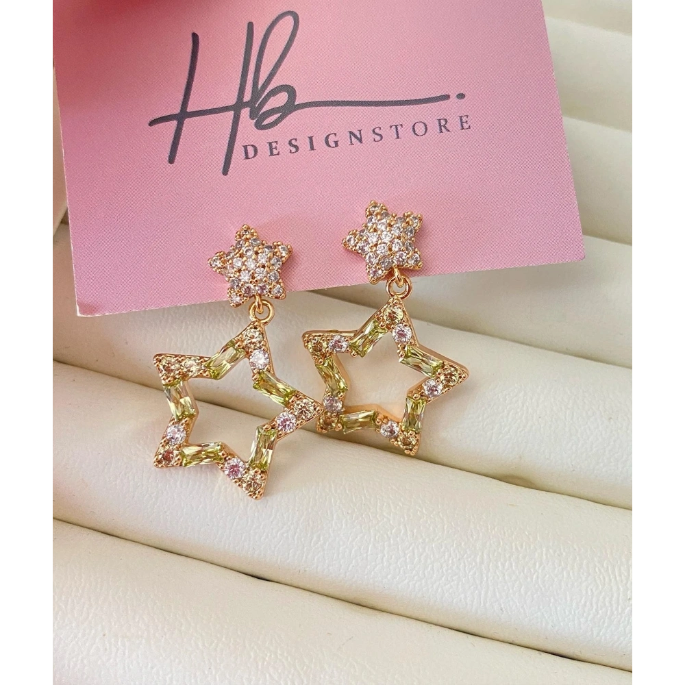 İthal Taşlı Yıldız Küpe