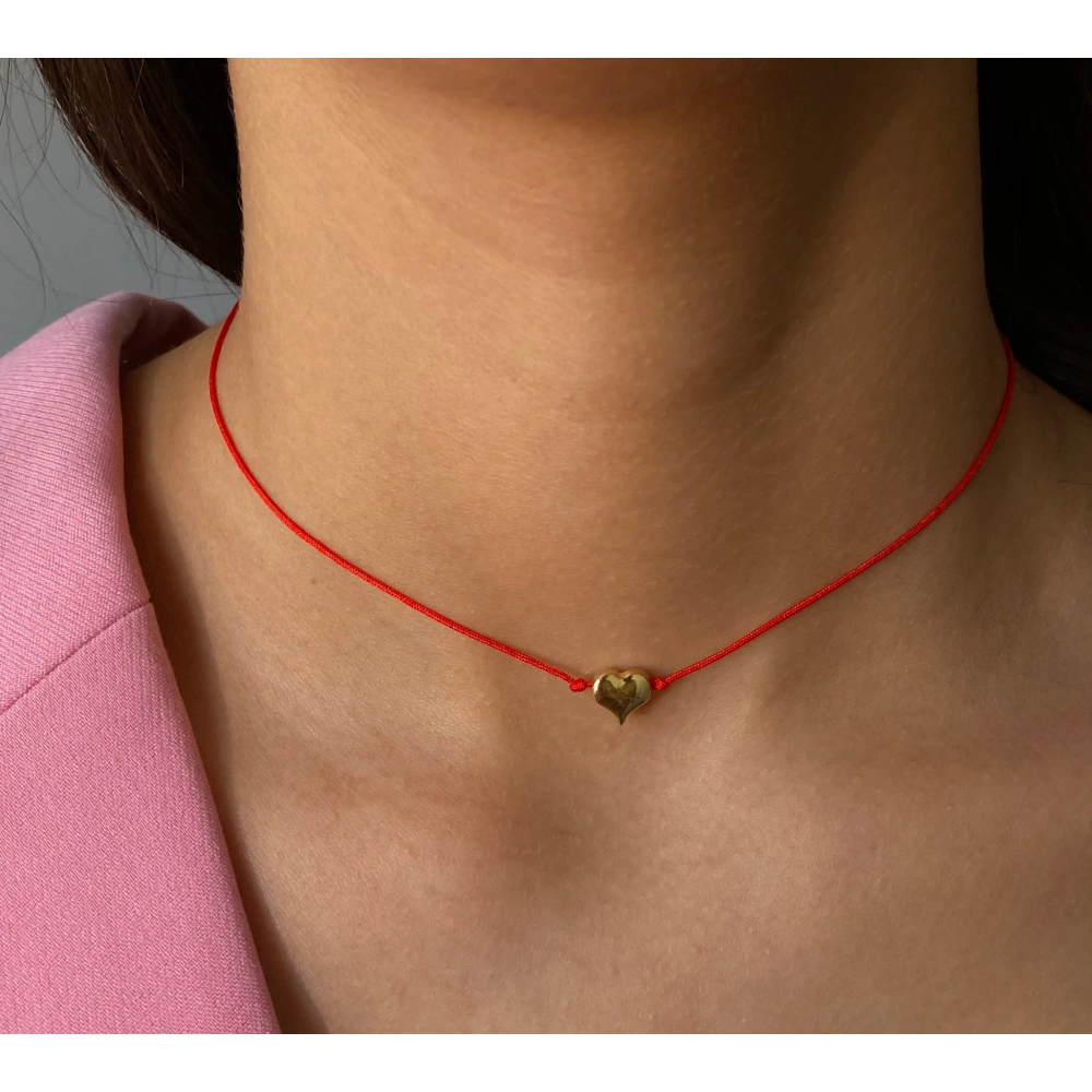 Kalpli Kırmızı İp Choker