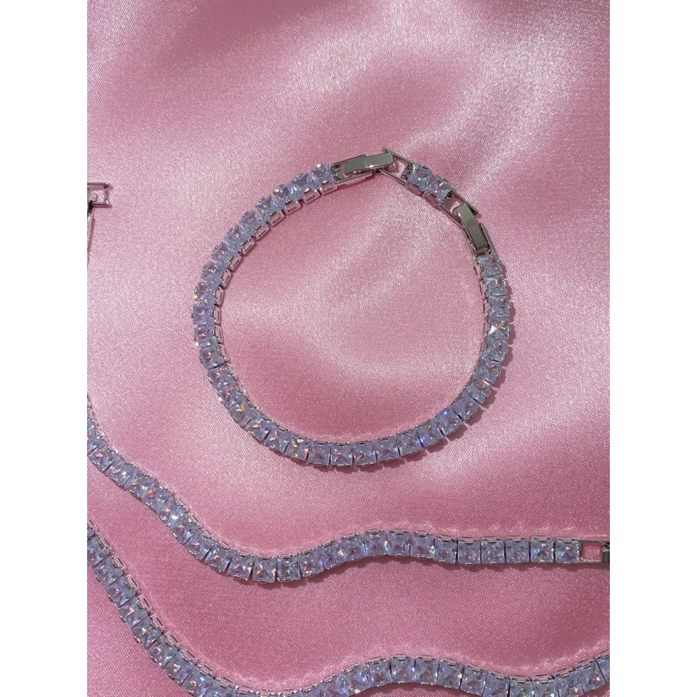 Kare Baget Taşlı Bileklik