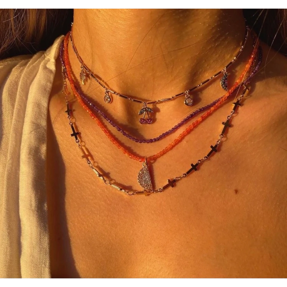 Kavun Detaylı Kum Kuvars Kolye