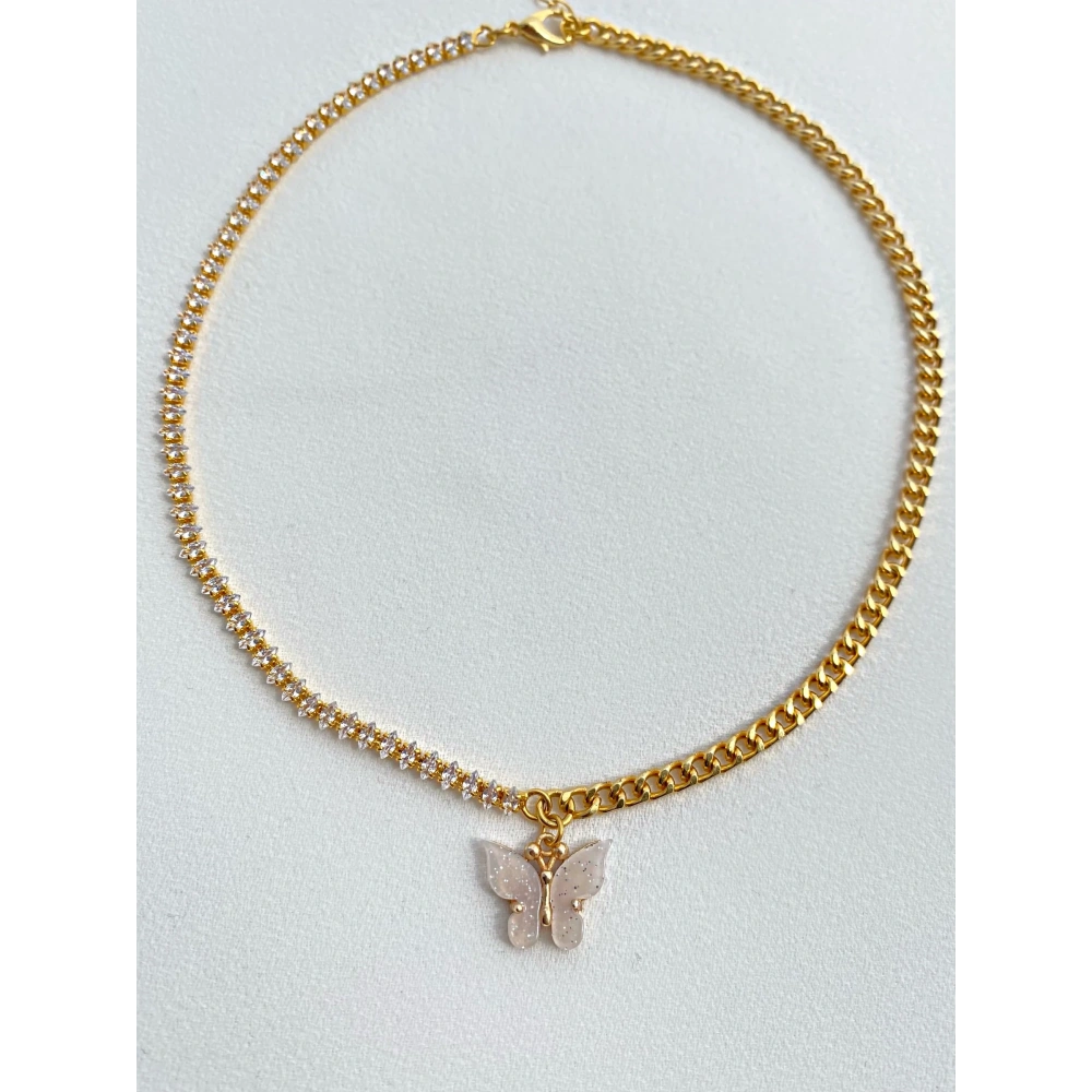 Kelebekli Pearly Choker