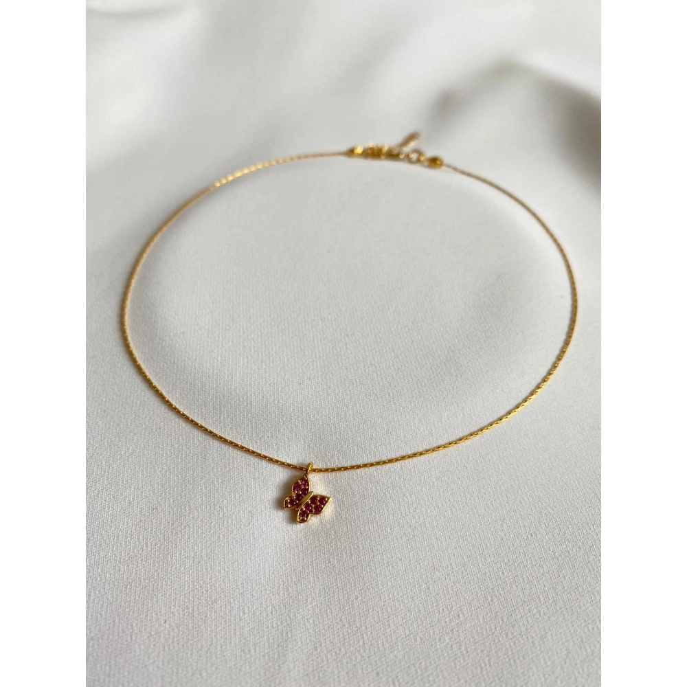 Kırmızı Taşlı Kelebek Choker