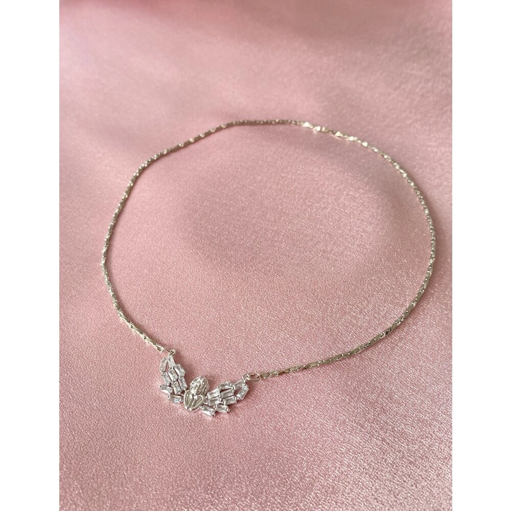 Kristal Kesimli Silver Melek Kolye