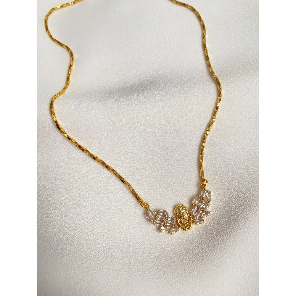 Kristal Taşlı Melek Kolye