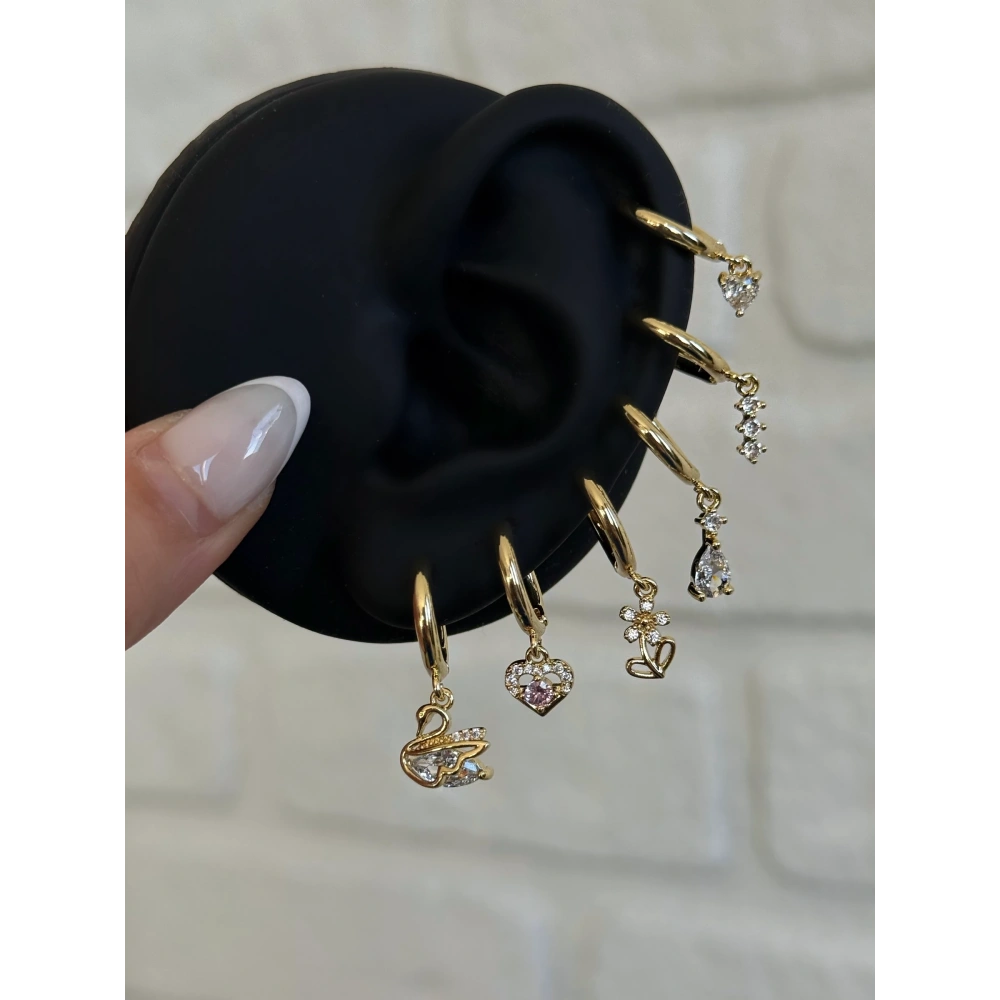 Kuğu Detay 6 Lı Küpe Seti