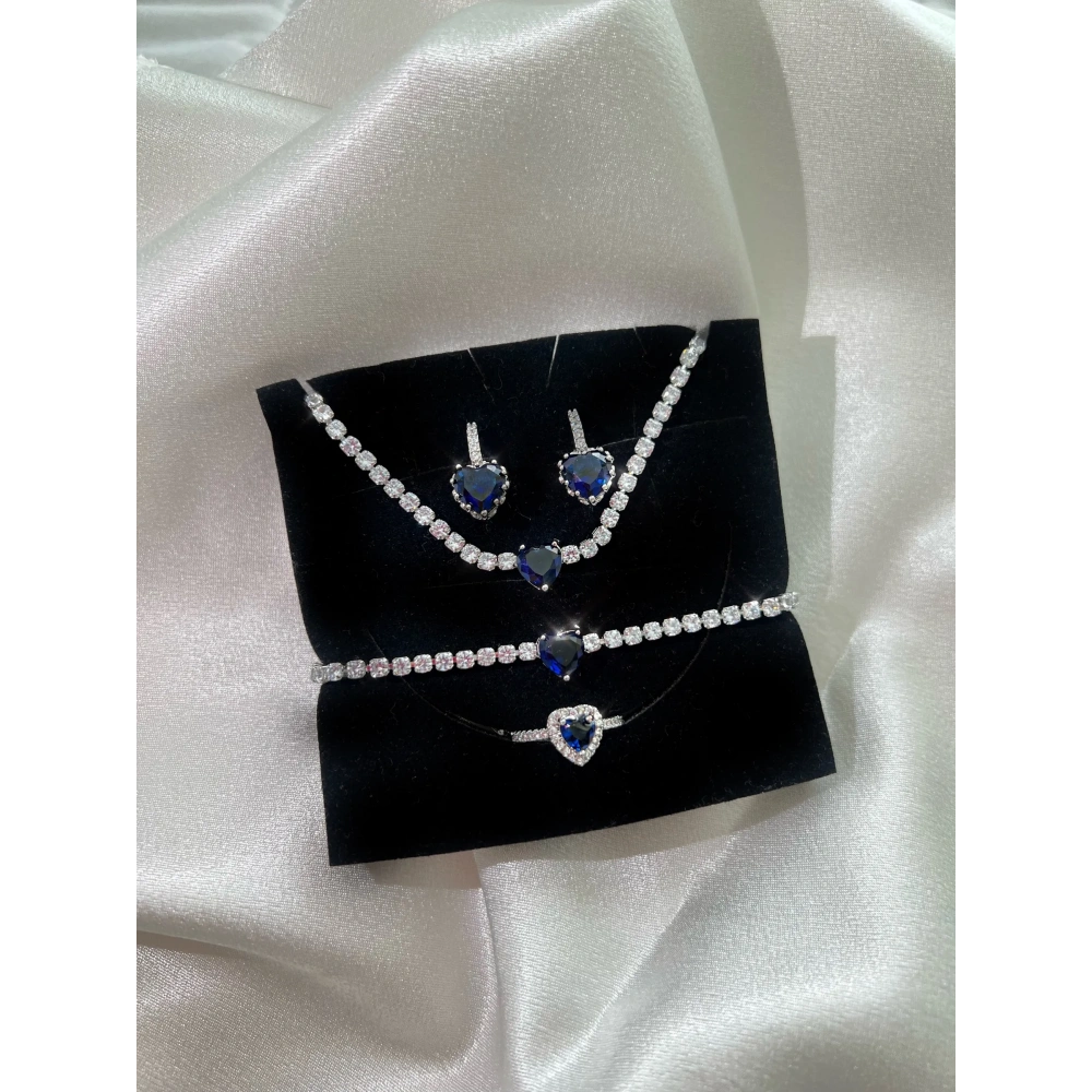 Lacivert Su Yolu Detaylı Set