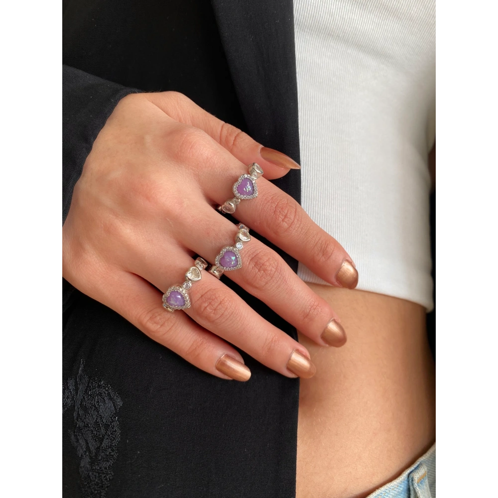 Lila Opal Taşlı Yüzük