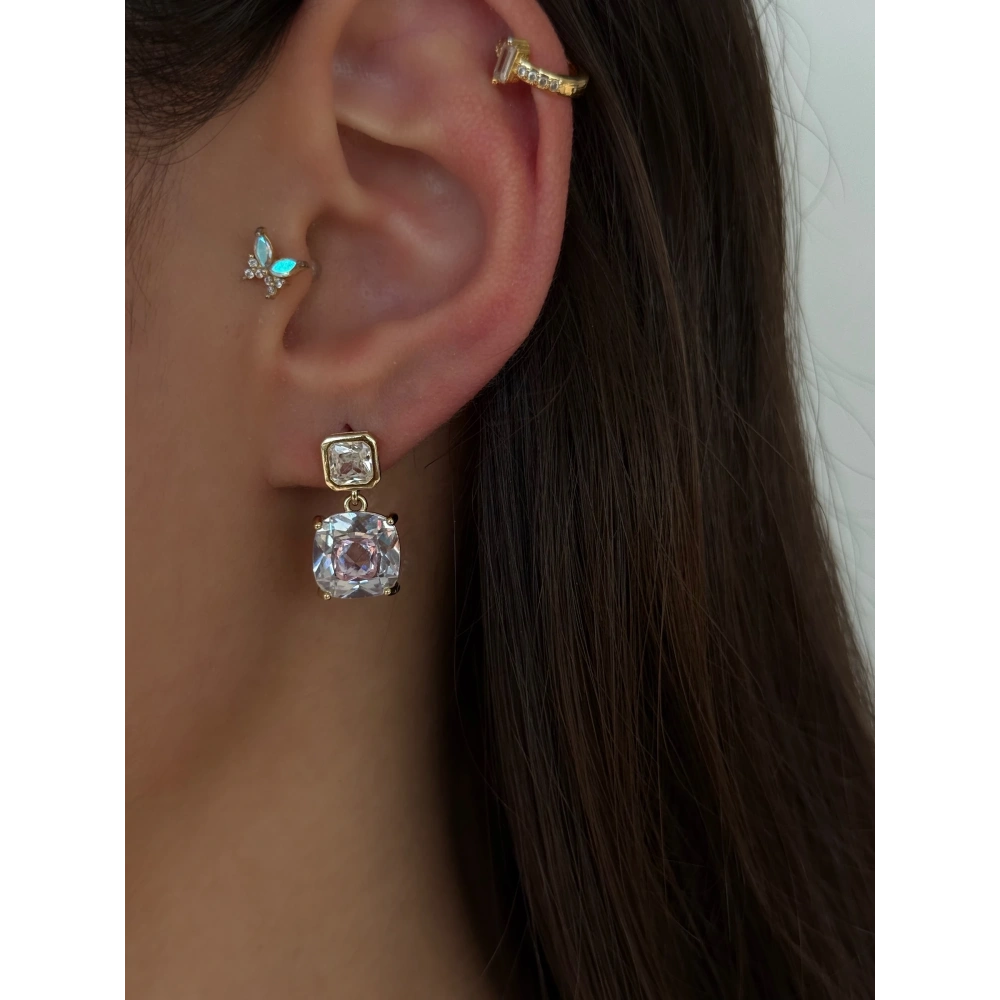 Lila Renk Tasarım Küpe