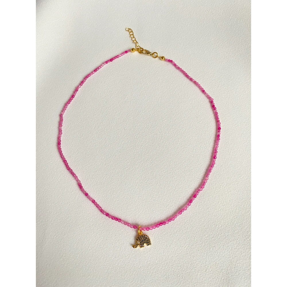 Mavi Fil Detaylı Kuvars Kolye