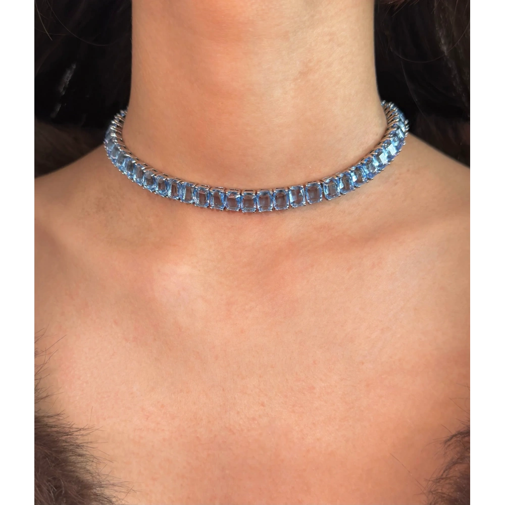 Mavi Kristal Taşlı Kolye