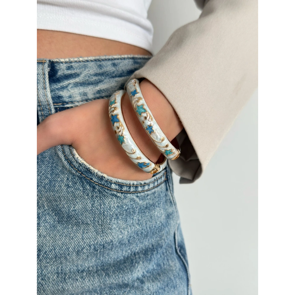 Mavi Yıldız Detaylı Kelepçe Bileklik