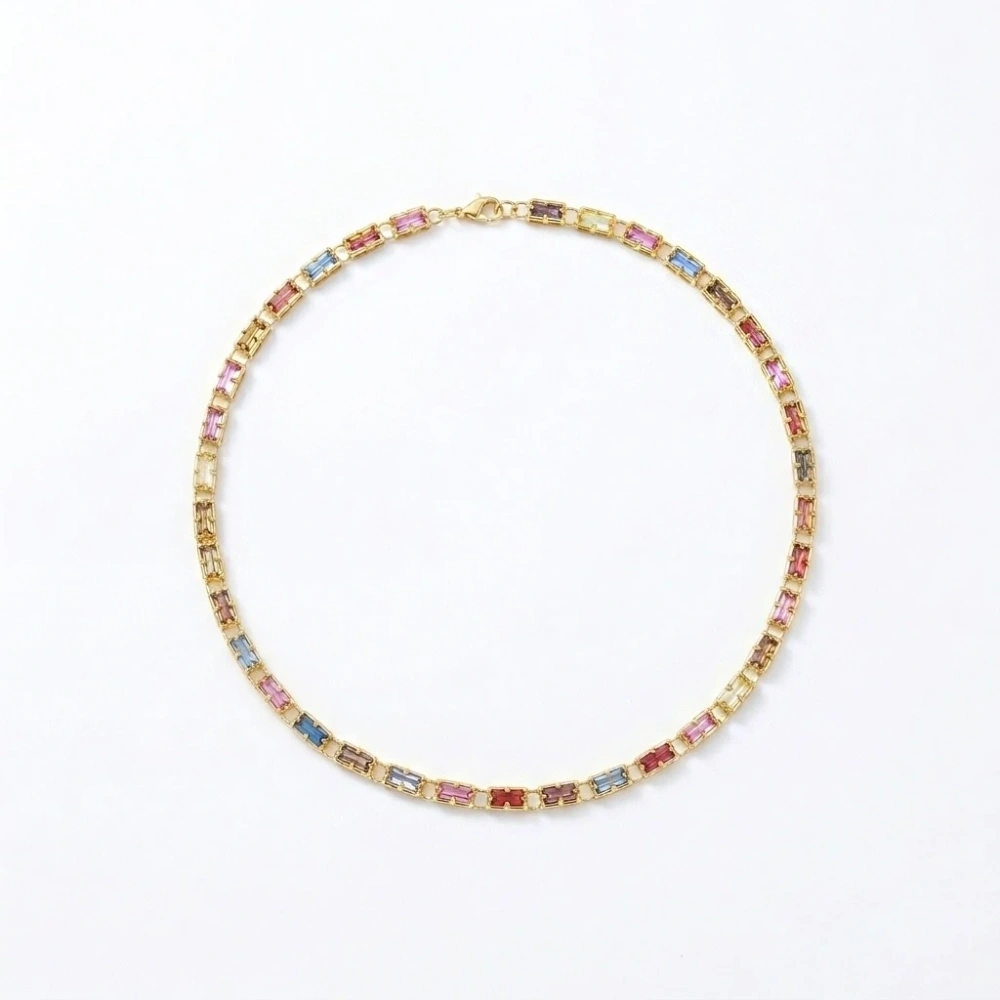 Mini Dikdörtgen Kristal Taşlı Kolye