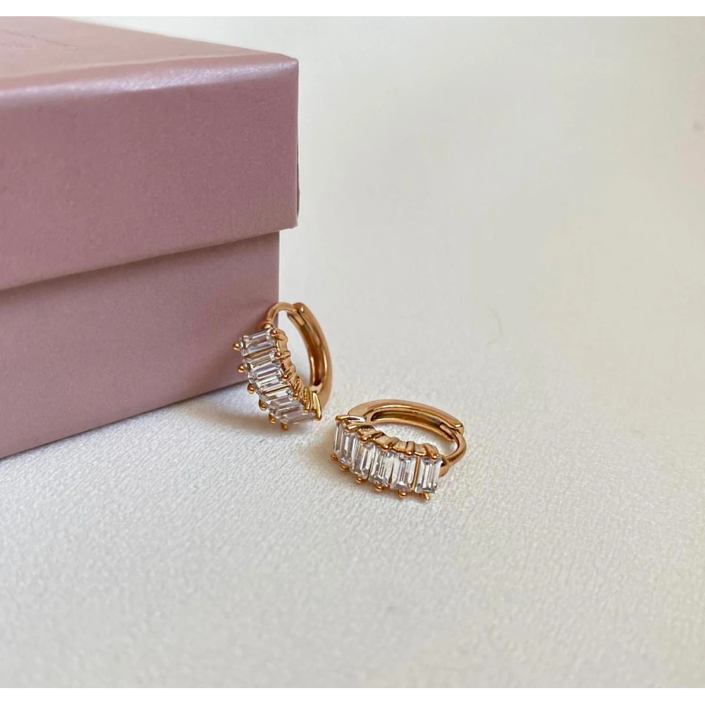 Minimal Baget Taşlı Küpe