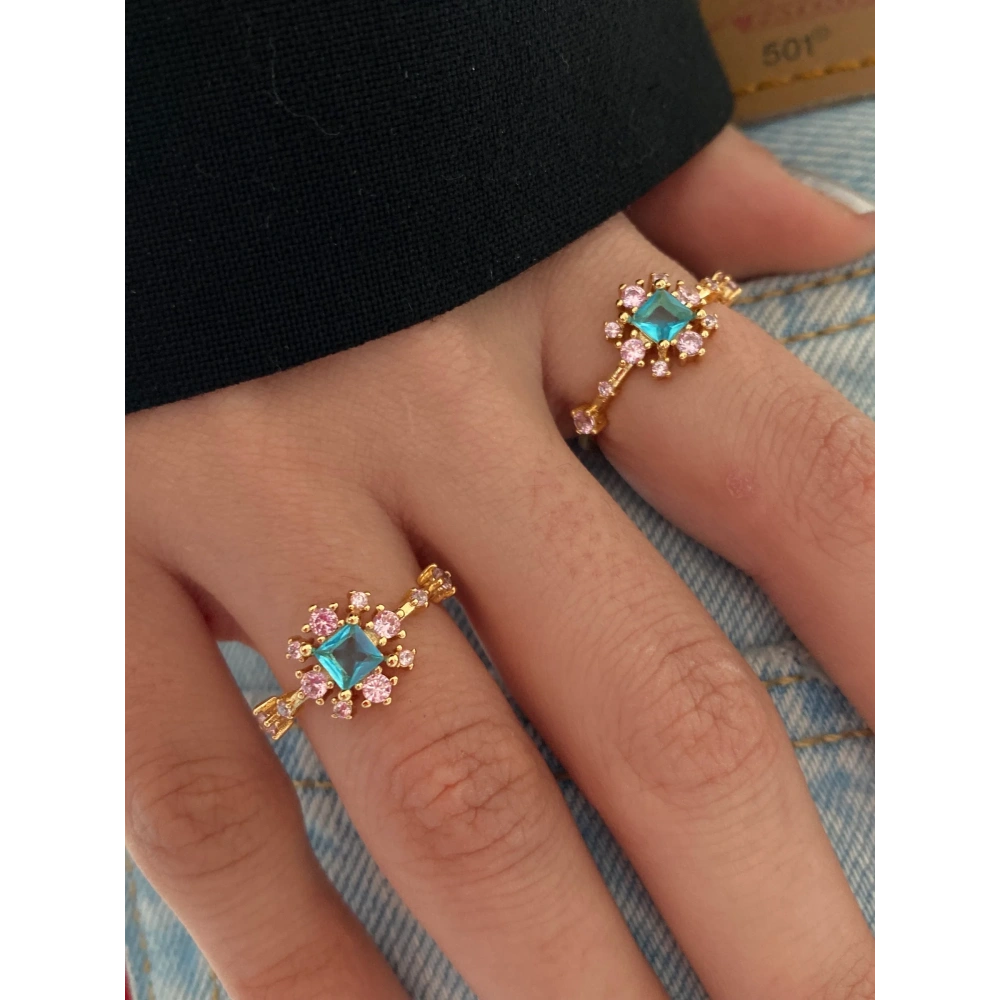 Minimal Çiçek Yüzük