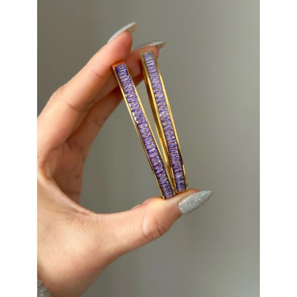 Mor Baget Taşlı Kelepçe Bileklik