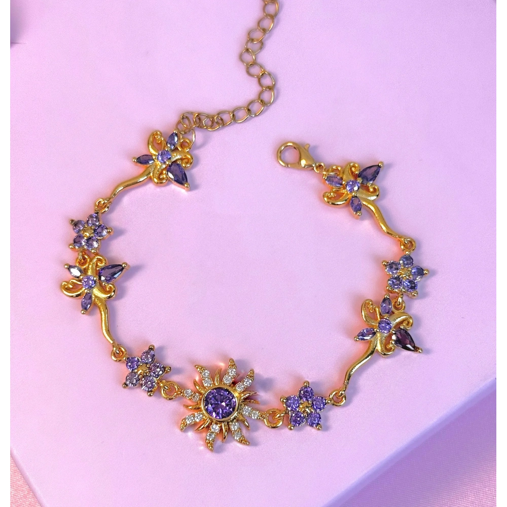 Mor Çiçekli Bileklik