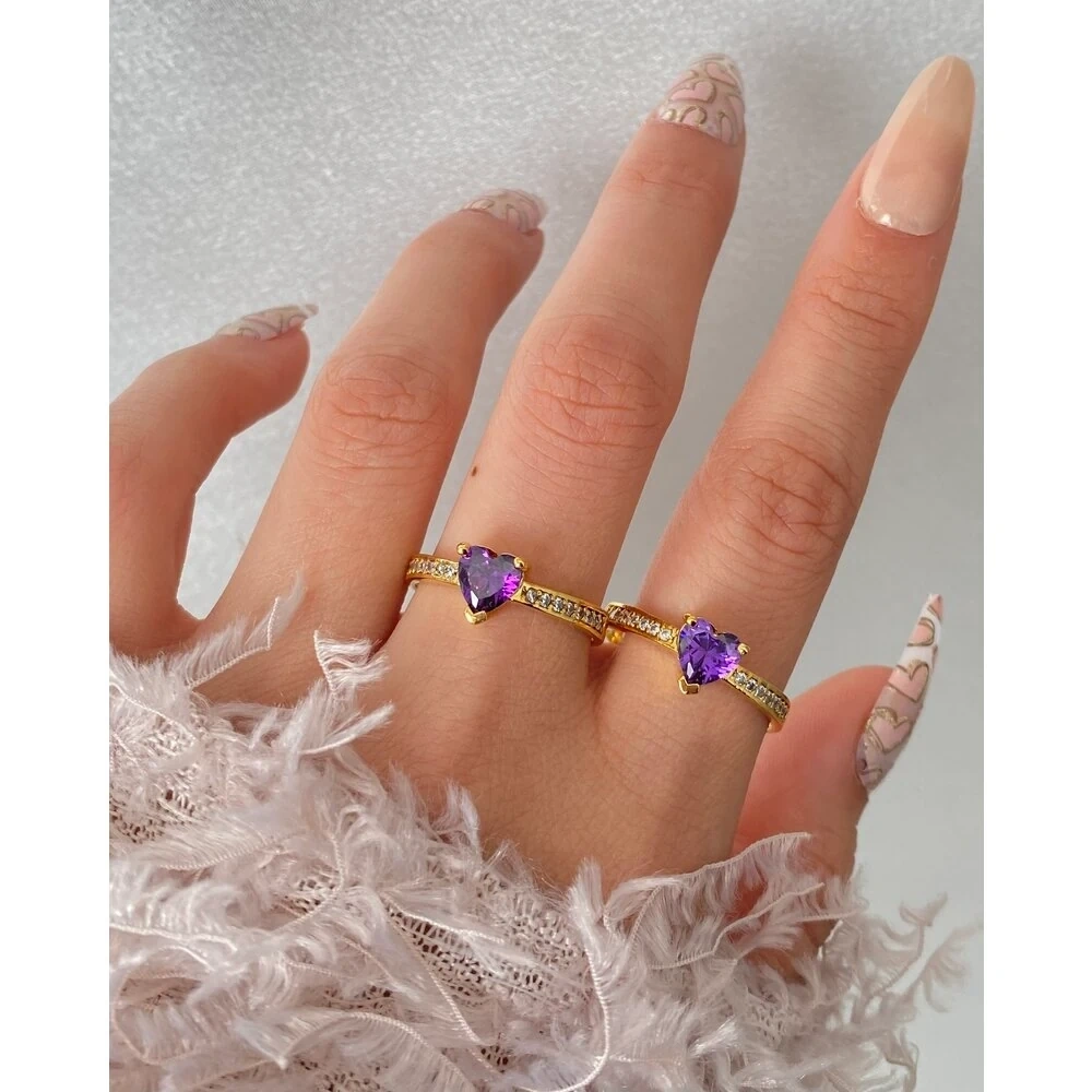 Mor Mini Kalpli Yüzük