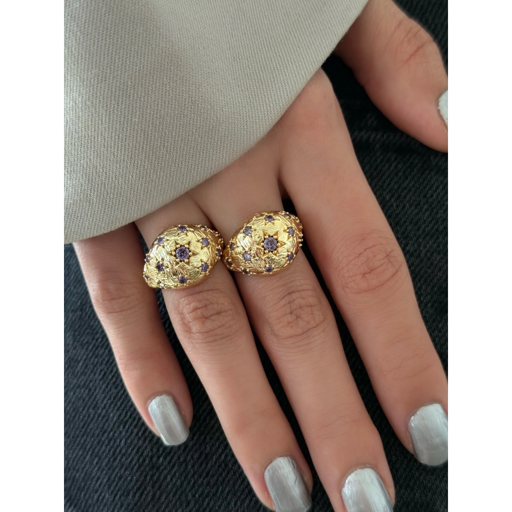 Mor Yıldız Detay Yüzük