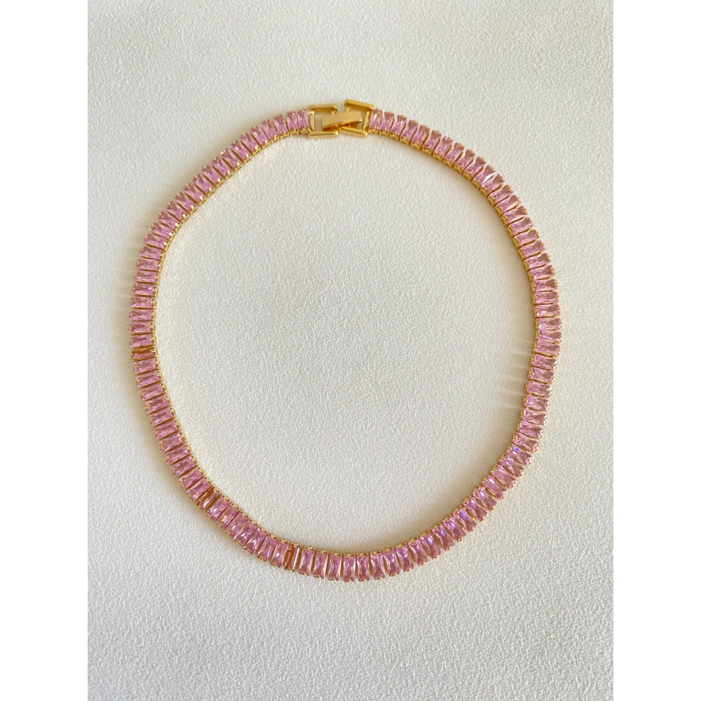 Pembe Baget Taşlı Choker