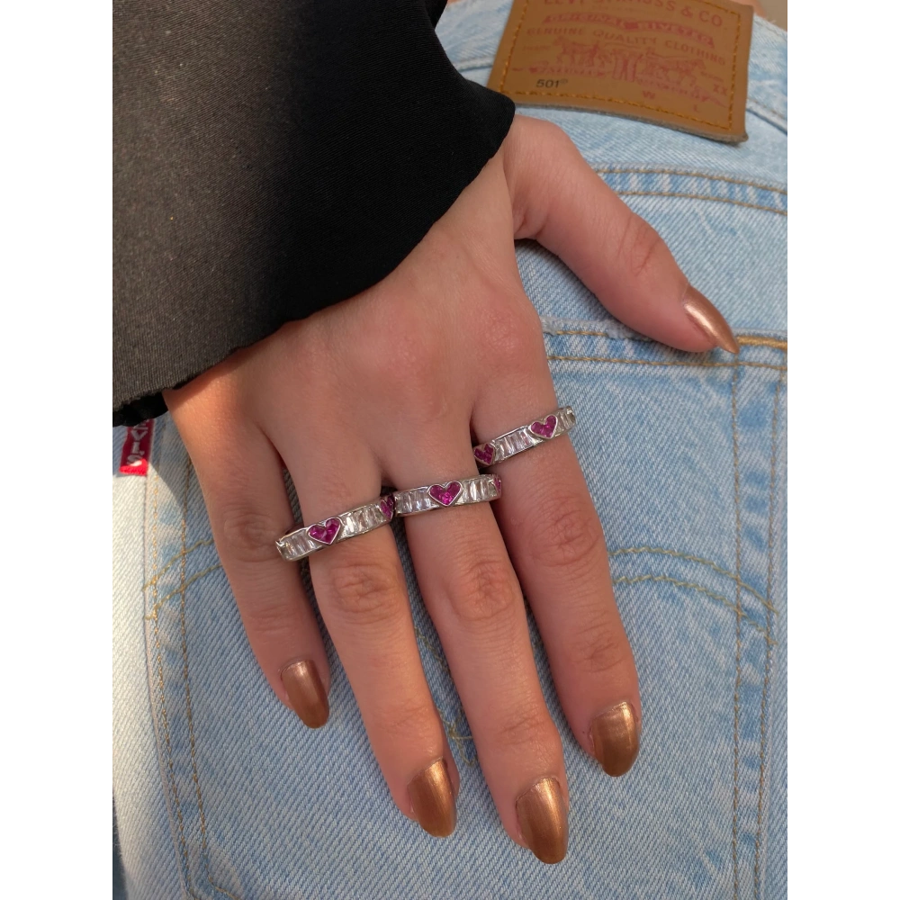 Pembe Baget Taşlı Suyolu Yüzük