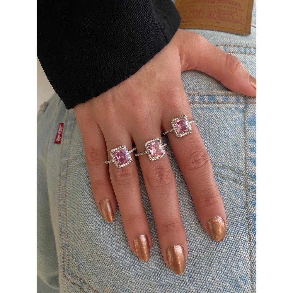 Pembe Baget Taşlı Yüzük