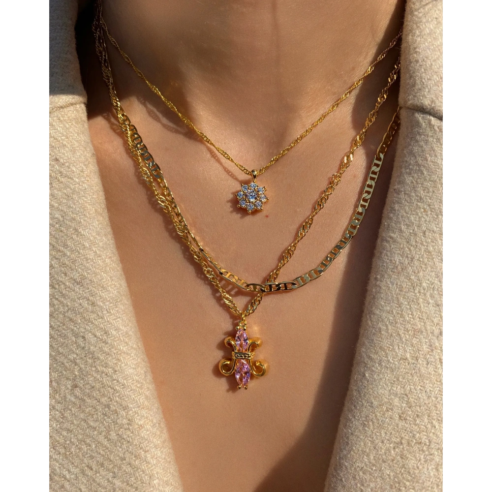 Pembe Fransız Zambaklı Kolye