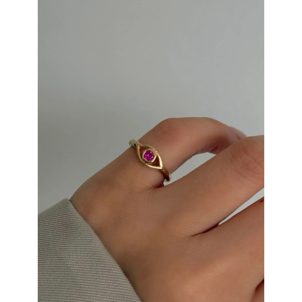 Pembe Göz Detay Serçe Parmak Yüzüğü