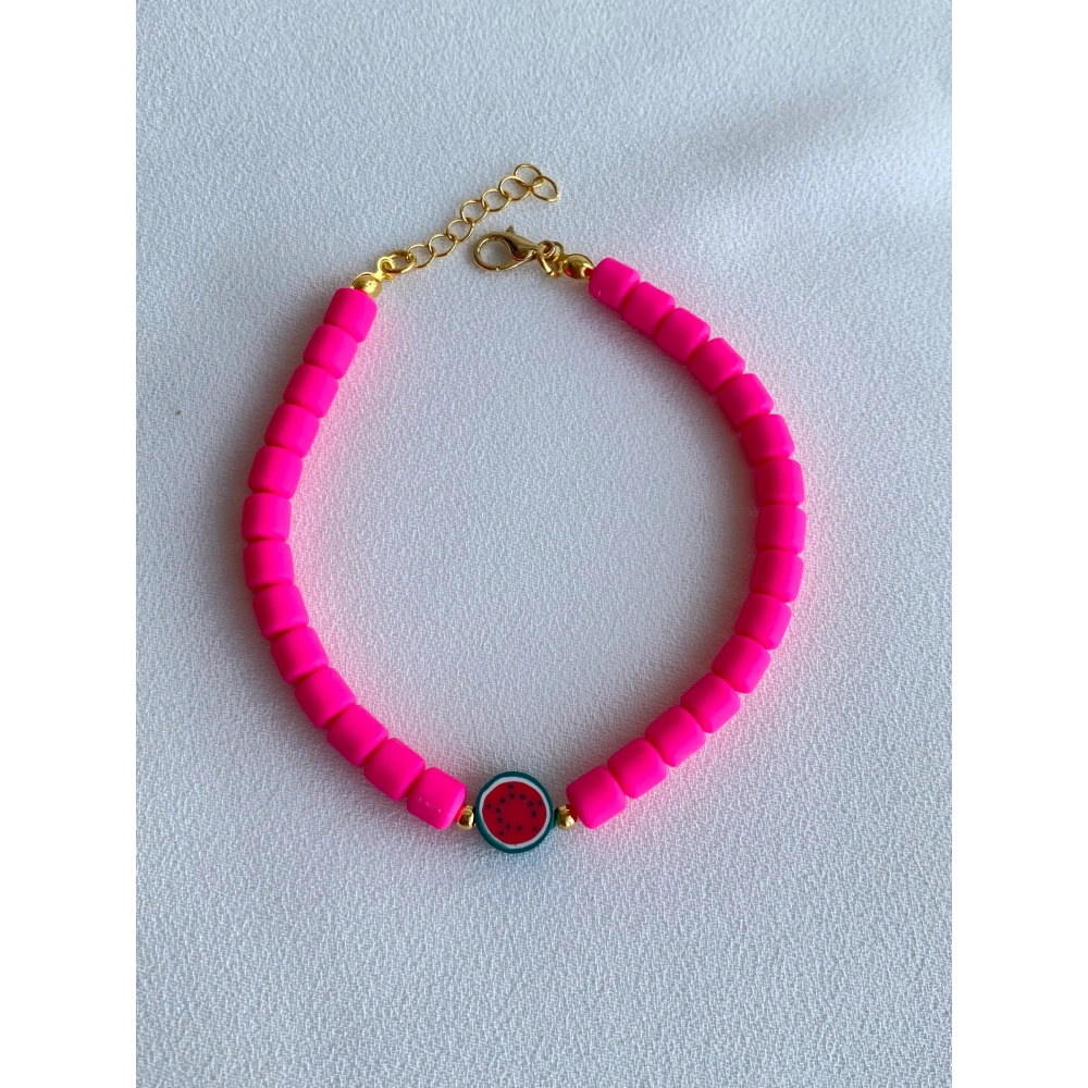 Pembe Linolu Karpuzlu Halhal & Bileklik