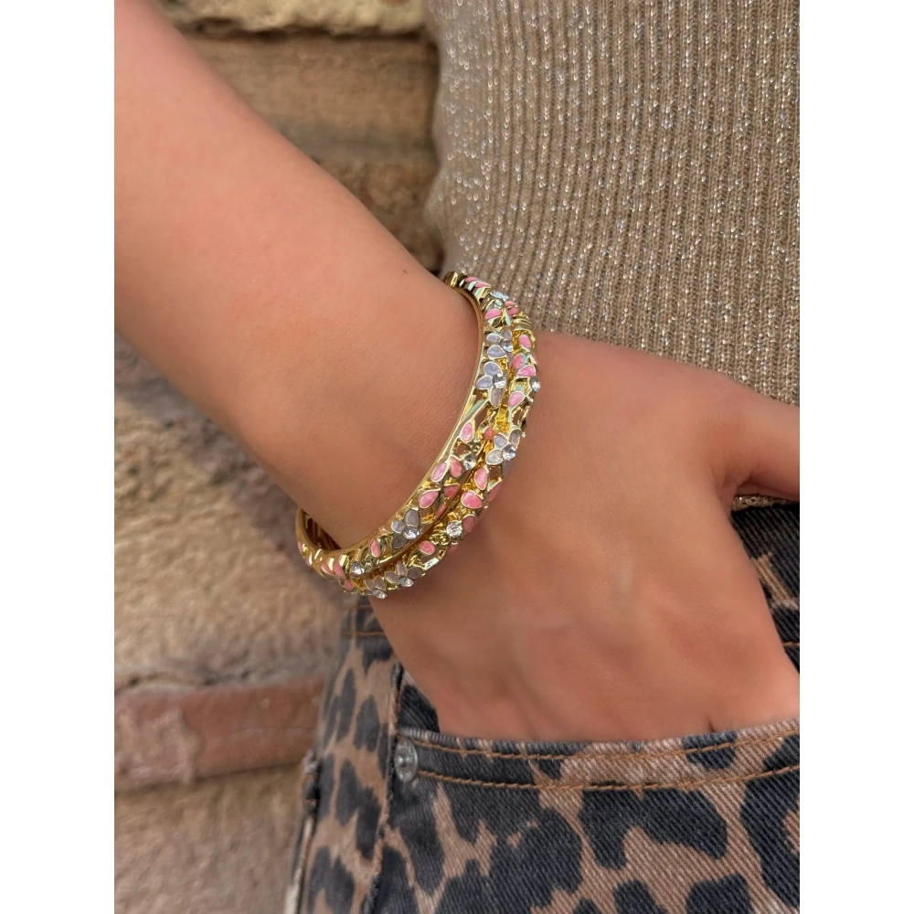 Pembe Mineli Kelepçe Bileklik