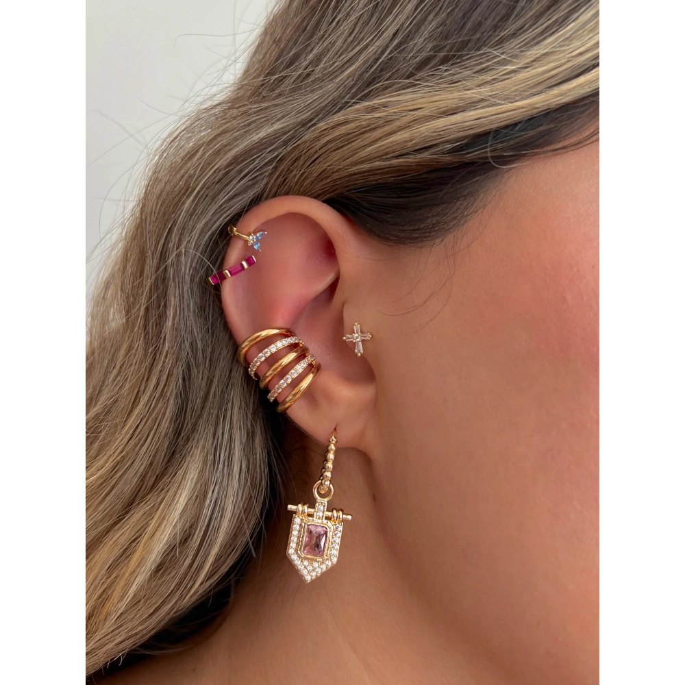 Pembe Taşlı Etnik Küpe