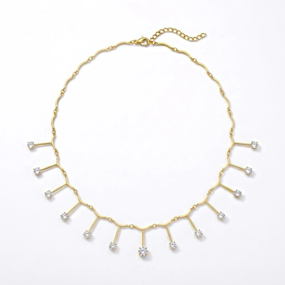 Sallantılı Yuvarlak Taşlı Kolye