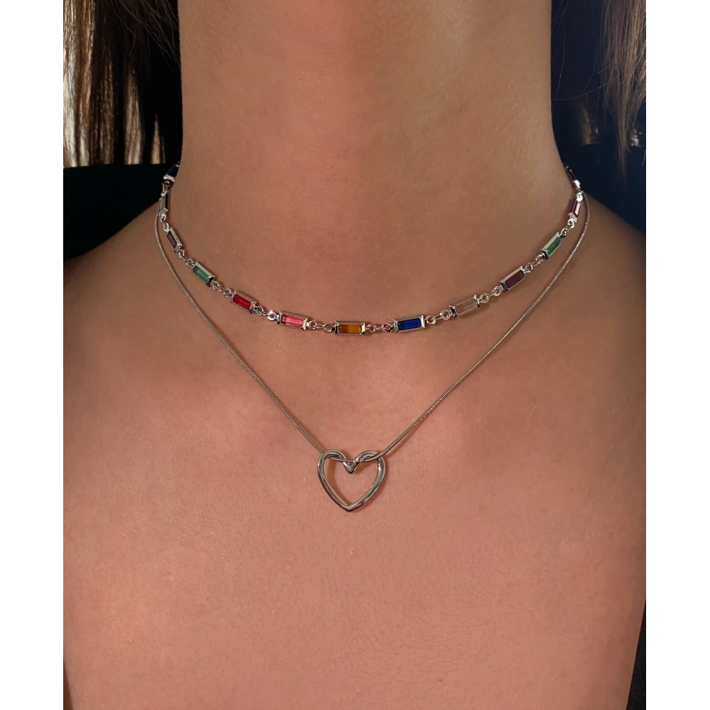 Silver Baget Taşlı Choker