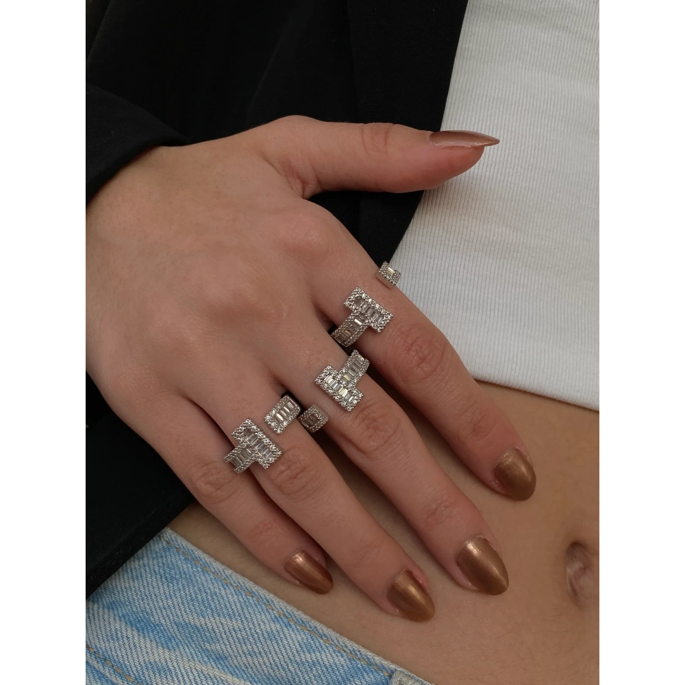 Silver Baget Taşlı Yüzük