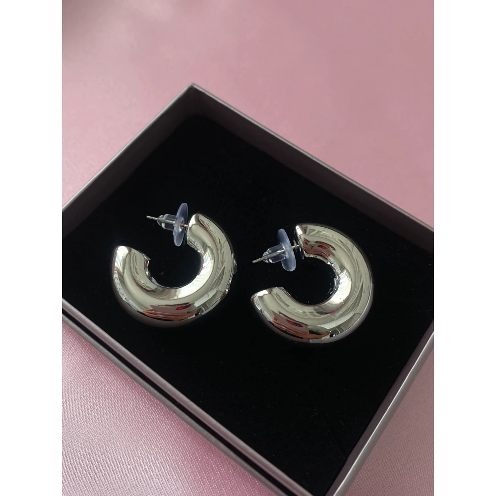 Silver Bouble Halka Küpe