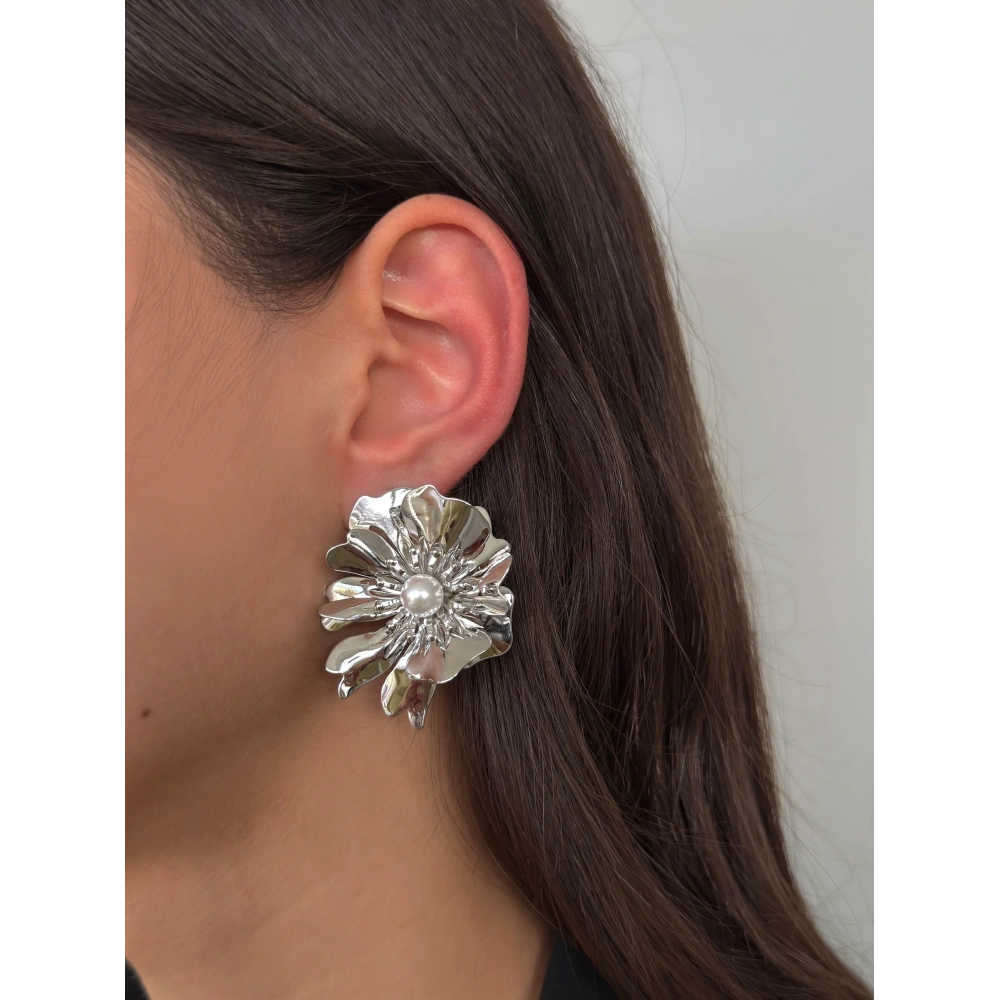 Silver Çiçek Küpe