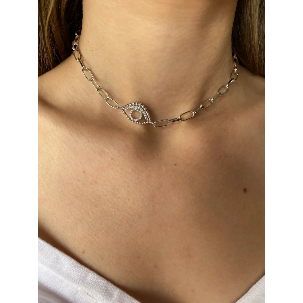 Silver Göz Detaylı Choker