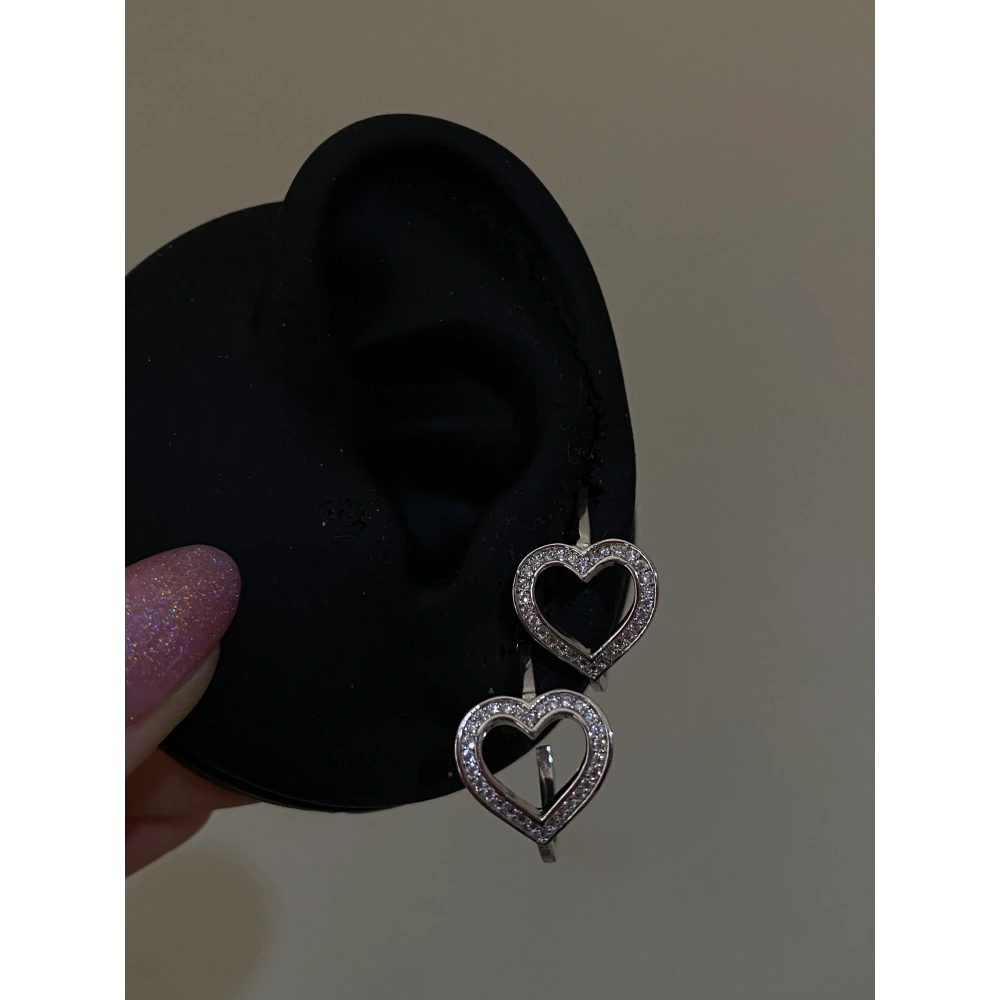 Silver Kalp Detaylı Halka Küpe