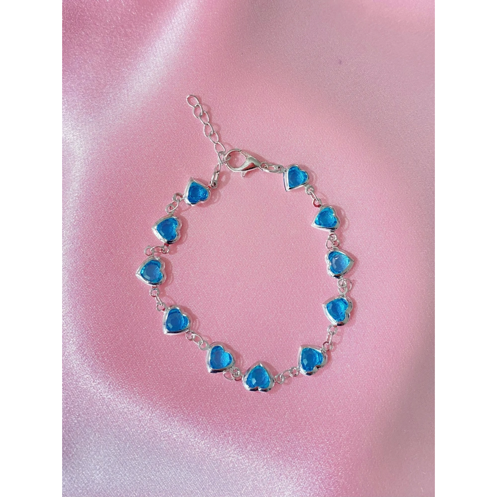 Silver Mavi Mini Kalp Bileklik