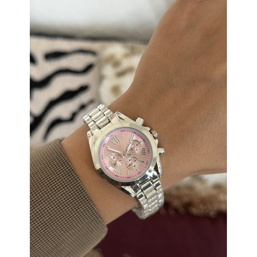 Silver Pembe Kadran Kol Saati